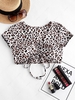 ZAFUL Leopard Cinched Swim Top L Leopard