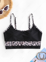 ZAFUL Leopard Colorblock Tank Swim Top L Black