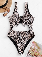 ZAFUL Leopard Cut Out One-piece Swimsuit L Leopard