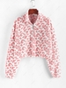 ZAFUL Leopard Faux Fur Drop Shoulder Half Zip Sweatshirt M Light pink