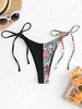 ZAFUL Leopard Flower Paisley Print Ribbed Bikini Bottom L Black