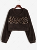 ZAFUL Leopard Fluffy Drop Shoulder Sweatshirt L Deep brown