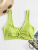 ZAFUL Plunge Ribbed Tank Bikini Top M Green