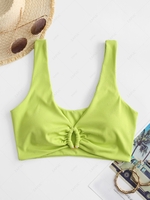 ZAFUL Plunge Ribbed Tank Bikini Top M Green
