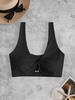 ZAFUL Plunge Ribbed Tank Bikini Top S Black