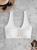 ZAFUL Plunge Ribbed Tank Bikini Top S White