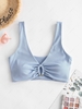 ZAFUL Plunge Ribbed Tank Bikini Top Xl Light blue