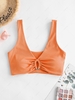 ZAFUL Plunge Ribbed Tank Bikini Top Xl Orange