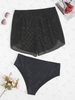 ZAFUL Plus Size 2PCs High Waisted Fishnet Tulip Beach Bottoms Xl Black