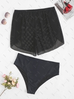 ZAFUL Plus Size 2PCs High Waisted Fishnet Tulip Beach Bottoms Xxl Black