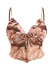 ZAFUL Plus Size Abstract Print Mesh Lettuce-trim Cami Top