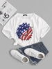 ZAFUL Plus Size American Flag Sunflower Cuffed Boxy T-shirt