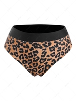 ZAFUL Plus Size Animal Leopard Panel Bikini Bottom Xxl Coffee