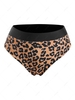 ZAFUL Plus Size Animal Leopard Panel Bikini Bottom Xxxl Coffee
