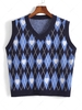 ZAFUL Plus Size Argyle Heart V Neck Vest Sweater