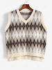 ZAFUL Plus Size Argyle Slit High Low Vest Sweater