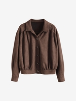 ZAFUL Plus Size Button Up Faux Suede Jacket