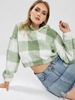 ZAFUL Plus Size Checked Teddy Hoodie