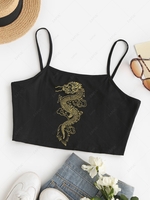 ZAFUL Plus Size Chinese Dragon Print Cropped Camisole