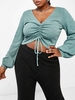 ZAFUL Plus Size Cinched Ruched Ribbed Knitwear