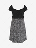 ZAFUL Plus Size Cinched Ruched Top and Ditsy Print Skirt Set