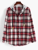 ZAFUL Plus Size Contrast Hooded Plaid Shirt