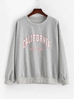 ZAFUL Plus Size Crewneck California Graphic Marled Sweatshirt