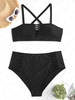ZAFUL Plus Size Criss Cross High Waisted Tankini Swimwear Xxl Black