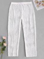 ZAFUL Plus Size Crochet Bowknot Openwork Beach Pants Xl White