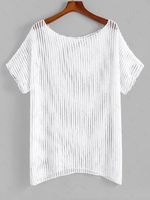 ZAFUL Plus Size Crochet Openwork Slit Batwing Sleeve Cover Up Xl White