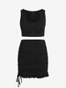 ZAFUL Plus Size Cropped Tank Top Cinched Ruffle Skirt Two-Piece Set