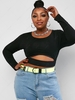 ZAFUL Plus Size Cutout Long Sleeve Crop Top