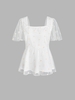 ZAFUL Plus Size Daisy Embroidered Mesh Panel Blouse