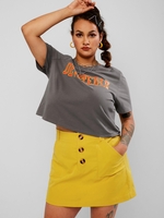 ZAFUL Plus Size Devotedly Graphic Tee and Skirt Set