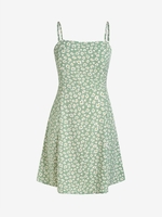 ZAFUL Plus Size Ditsy Floral Print A Line Sundress