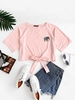 ZAFUL Plus Size Elephant Print Self-tie Raglan Sleeve Tee