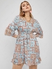 ZAFUL Plus Size Ethnic Patchwork Print Waist Drawstring Ruffle Dress