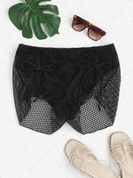 ZAFUL Plus Size Fishnet Cinched Slit Beach Shorts with Built in Briefs Xxl Black