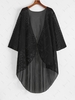 ZAFUL Plus Size Fishnet Open Front Beach Cover Up Xxl Black