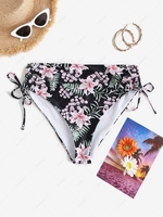 ZAFUL Plus Size Floral Side Lace-up Bikini Bottom Xxl Black