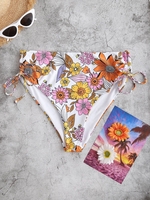 ZAFUL Plus Size Floral Side Lace-up Bikini Bottom Xxxl Orange