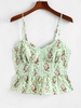 ZAFUL Plus Size Floral Smocked Back Peplum Bustier Top