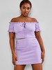 ZAFUL Plus Size Frilled Ribbed Tie Two Piece Skirt Set