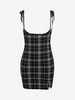 ZAFUL Plus Size Grid Split Hem Tie Suspender Dress