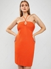 ZAFUL Plus Size Halter Crossover Knitted Slinky Dress