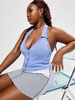 ZAFUL Plus Size Halter Knit Button Up Backless Crop Tank Top
