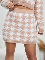 ZAFUL Plus Size Houndstooth Knit Mini Skirt