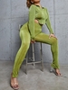 ZAFUL Plus Size Jersey Zip Up Split Hem Two Piece Pants Set
