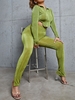 ZAFUL Plus Size Jersey Zip Up Split Hem Two Piece Pants Set