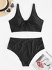 ZAFUL Plus Size Knot Cutout Tankini Swimwear Xxl Black